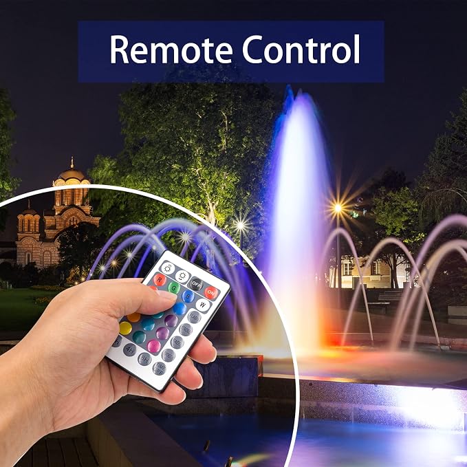 Colored Pond Lights with Timer, APP Control RGB Fountain Light IP68 Waterproof, Dimmable Outdoor Landscape Lights for Fish Tank Pond Fountain Garden (1 Light)