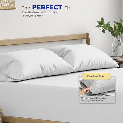 Thread Spread 100% Egyptian Cotton Pillow Cases Queen Size Set of 2 - Luxury 600 Series Bliss Collection Queen Pillow Cases (Silver Grey), Soft Cooling Hotel Cotton Pillowcases, Sateen Finish