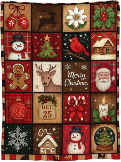Christmas Blanket Super Soft Warm Fluffy Fleece Flannel Snowman Santa Claus Throw Blanket Cozy Fuzzy Plush Stuff Bedding Blankets Gifts for Women Kids Boys Girls Adults 80"X60"