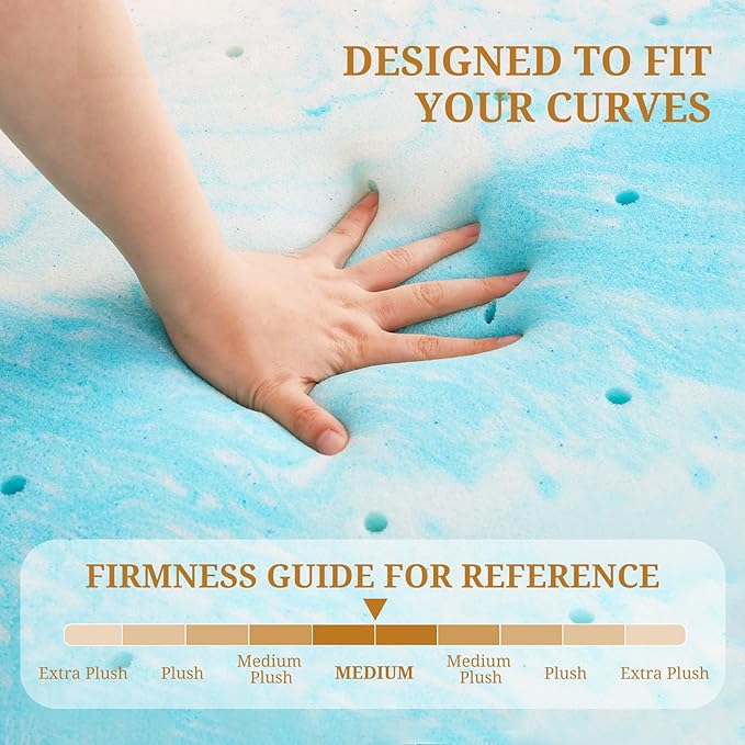 Mattress Topper Twin XL, 3 Inch Gel Infused Memory Foam Mattress Topper, Pressure Relief, Mattress Pad, Breathable Bed Topper, CertiPUR-US Certified