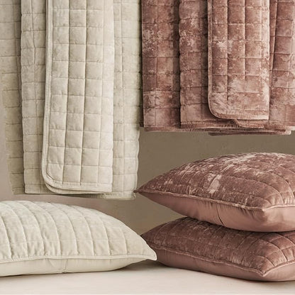 RECYCO Luxury Velvet Quilt King Size Bedding Set, Ultra Soft Velvet Comforter Set, Lightweight Quilted Channel Box Stitch Oversized Bedspread Coverlet for All Season, with 2 Shams, Terracotta Clay