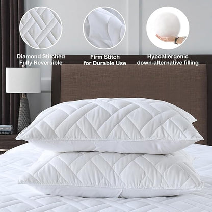 HORIMOTE HOME Quilt Set Twin Size White, Classic Geometric Diamond Stitched Pattern, Ultra Soft Microfiber Lightweight Bedding Set Bedspread Coverlet for All Season (1 Quilt and 1 Pillow Sham)