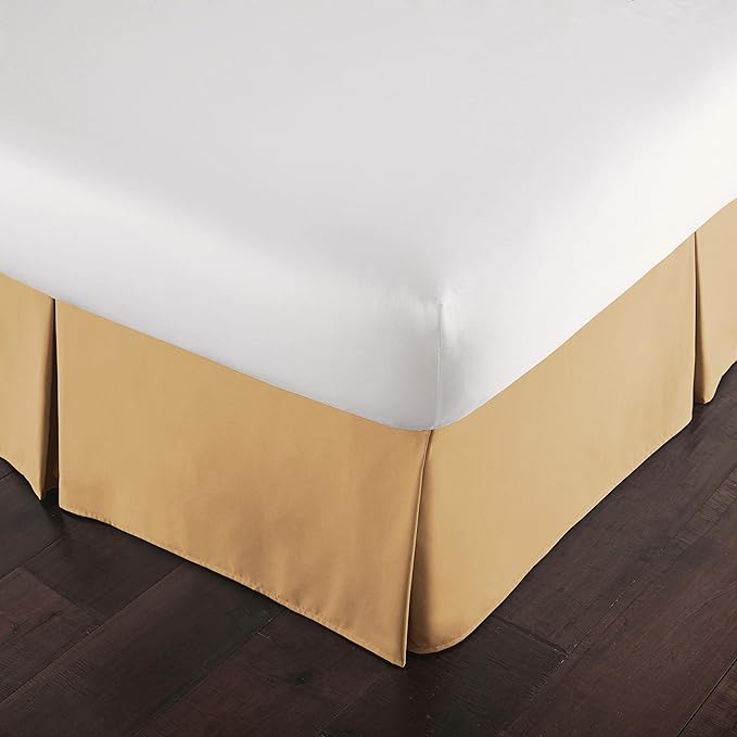 Southshore Fine Living, Inc. Full Bed Skirt - 14" Drop, Luxury Pleated Bed Skirts, Full Bedding Dust Ruffle, Full Size Bed Skirting, Gold