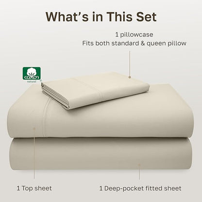 California Design Den Luxury Twin XL Sheet Set - 100% Cotton, 600 Thread Count Deep Pocket XL Twin Sheets, Soft Hotel-Quality Bedding with Sateen Weave - Ivory (Warm Cream)