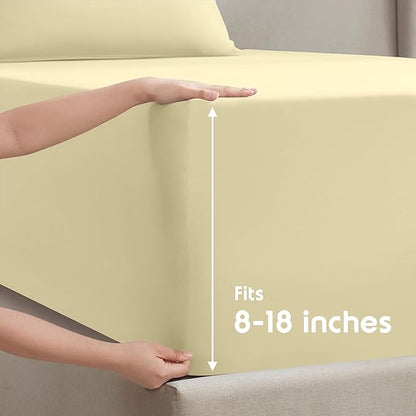 Nestl Split King Sheet Set - 1800 Ultra-Soft Microfiber Bed Sheets - Double Brushed - Deep Pockets - Easy Fit - 5 Piece Set - Bed Sheets & Pillowcases (Split King Size, Vanilla Yellow)
