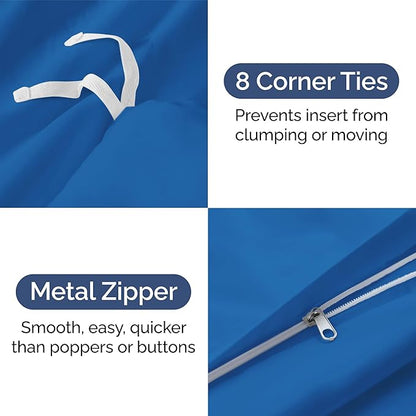 Duvet Cover Queen Size Set - Extra Soft Queen Duvet Cover 90" x 90" with 2 Pillow Shams - Hotel Luxury, Easy Care & Fade Free w/ Zipper Closures & Ties - All Season, Comfy & Breathable (Royal Blue)