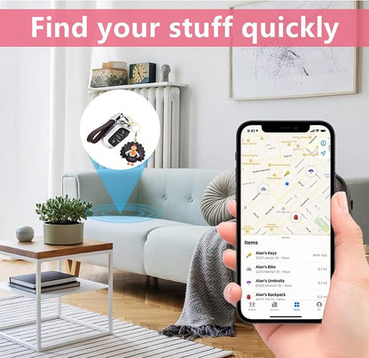 BORKUANA Leather Keychain Holder Case Compatible with AirTag,Cute Protective Cover with Keyring