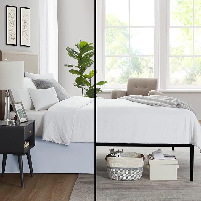 Nestl Ice Blue Full XL Bed Skirt - Full XL Size Bed Skirt 14 Inch Drop - Brushed Microfiber Bed Skirts - Hotel Quality Pleated Bed Skirt - Shrinkage & Fade Resistant