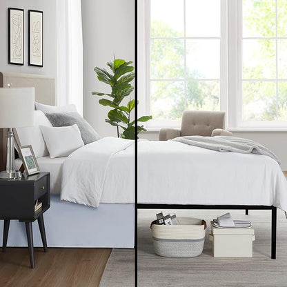 Nestl Ice Blue Full XL Bed Skirt - Full XL Size Bed Skirt 14 Inch Drop - Brushed Microfiber Bed Skirts - Hotel Quality Pleated Bed Skirt - Shrinkage & Fade Resistant