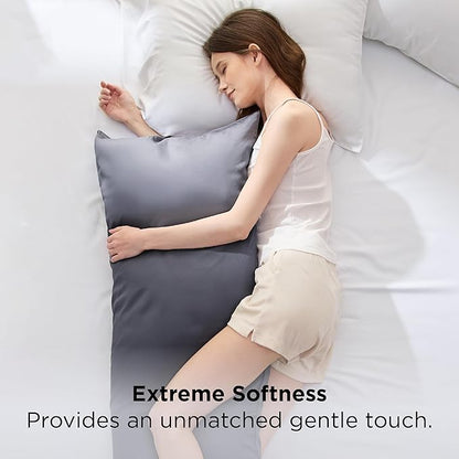 Bedsure Body Pillow Cover, Cooling Body Pillow Pillowcase for Hot Sleepers, Rayon Derived from Bamboo Grey Pillowcase, PureWoven Silky Soft Long Pillow Case Cover with Envelope Closure, 20x54 Inches