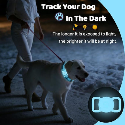 SANKALA Luminous Airtag Dog Collar Holder, Blue Glitter, 1 Pack | Glittery, Waterproof, Silicone Full Body Covered Anti-Lost Protective, Fits All Width Pet Collars, for Airtag 1st and 2nd