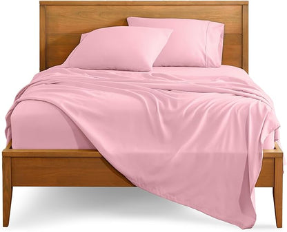 Bare Home Twin XL Sheet Set - 1800 Ultra-Soft Microfiber Twin Extra Long Bed Sheets - Double Brushed - Deep Pockets - Easy Fit - 3 Piece Set - Bedding Sheets & Pillowcases (Twin XL, Light Pink)