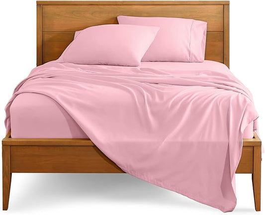 Bare Home Queen Sheet Set - 1800 Ultra-Soft Microfiber Queen Bed Sheets - Double Brushed - Deep Pockets - Easy Fit - 4 Piece Set - Bedding Sheets & Pillowcases (Queen, Light Pink)
