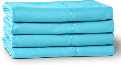 Bare Home Microfiber Bulk Pillow Cases - Standard/Queen Size Set of 4 - Cooling Pillowcases - Double Brushed - Aqua Pillowcases 4 Pack - Easy Care (Standard - 4 Pack, Aqua)