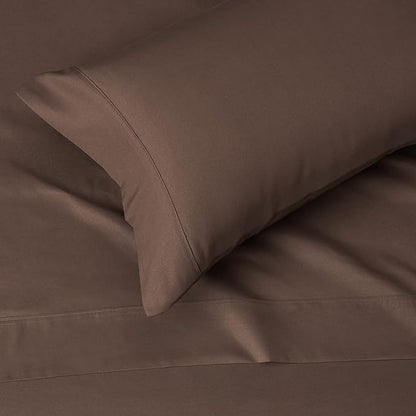 Amazon Basics Lightweight Super Soft Easy Care Microfiber 3-Piece Twin XL Sheet Set with 14-Inch Deep Pockets, Solid, Chocolate