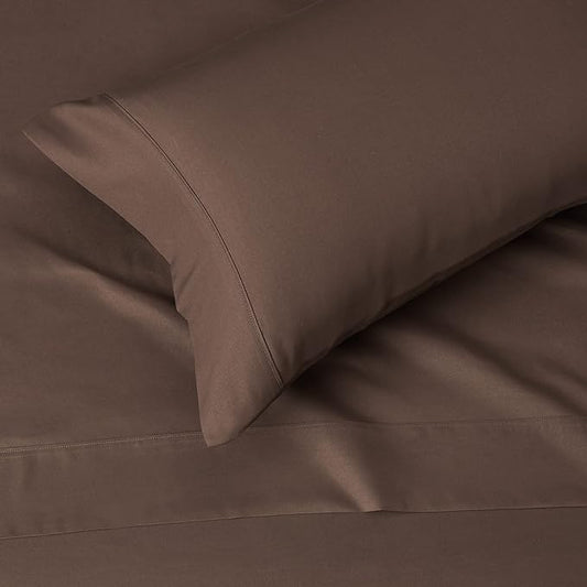 Amazon Basics Lightweight Super Soft Easy Care Microfiber 3-Piece Twin XL Sheet Set with 14-Inch Deep Pockets, Solid, Chocolate