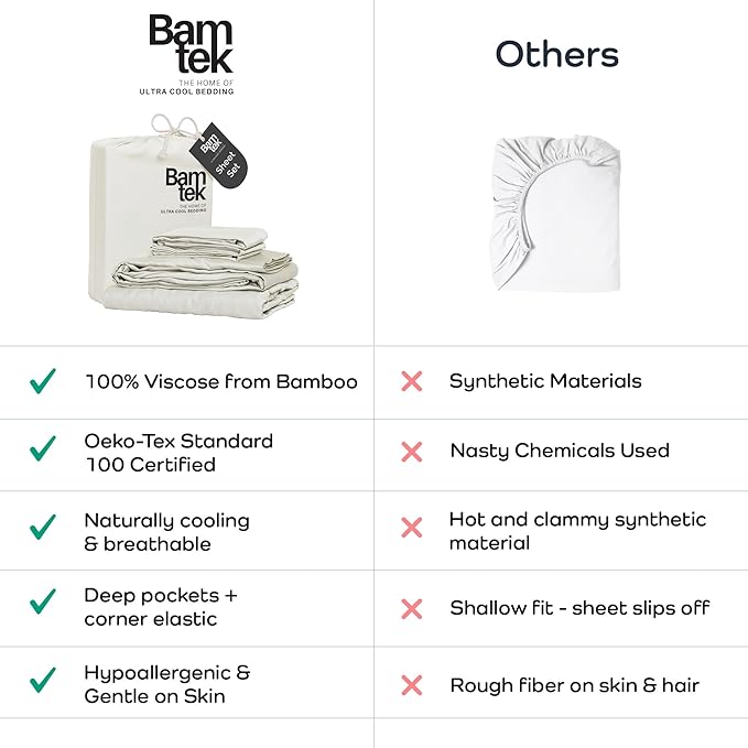 Viscose Bamboo Sheets King Size 4PC Set - Cooling Sheets for Hot Sleepers with Moisture Wicking Technology - Silky Soft 18 Inch Deep Pocket - Ivory 76"x 80"
