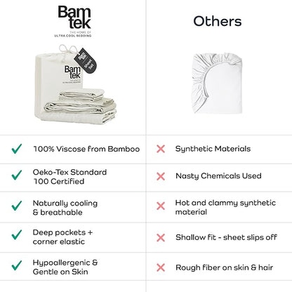Viscose Bamboo Sheets King Size 4PC Set - Cooling Sheets for Hot Sleepers with Moisture Wicking Technology - Silky Soft 18 Inch Deep Pocket - Ivory 76"x 80"
