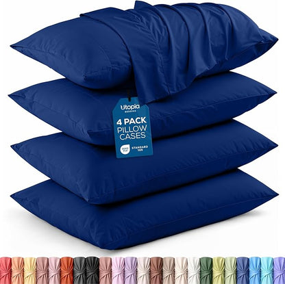 Utopia Bedding King Pillow Cases - 4 Pack - Envelope Closure - Soft Brushed Microfiber Fabric - Shrinkage and Fade Resistant Pillow Covers King Size 20 X 40 Inches (King, Royal Blue)