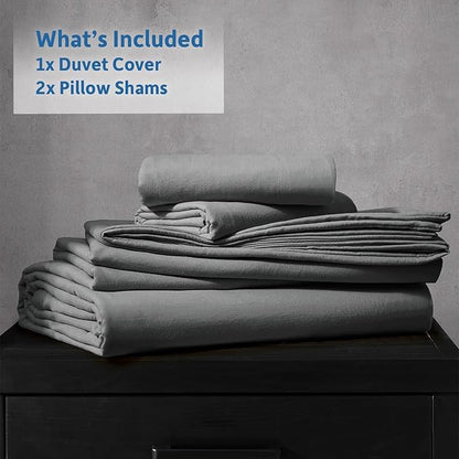 Nestl Grey Duvet Cover Queen Size - Soft Prewashed Queen Duvet Cover Set, 3 Piece, with Zipper Closure, 1 Duvet Cover 90x90 inches and 2 Pillow Shams