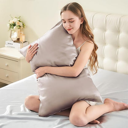 INFIIXSO Mulberry Silk Pillow Cases King Size Set of 2, Silk Pillowcase with Hidden Zipper 20"x36", Extraordinary Smooth and Soft Pillow Case for Hair and Skin(Caramel, 2 Pack)