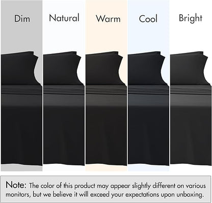 RUVANTI 100% Cotton Sheets – Queen Size Percale Bedding, Cooling & Breathable, Durable with a Crisp, Soft & Comfortable Feel, 16" Deep Pocket, 4-Piece Set, Jet Black