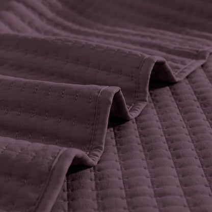 WRENSONGE Queen Quilt-3 Pieces Lightweight Bedspreads Italian Plum Queen Size Quilt Bedding Set for All Seasons, Soft Summer Coverlet with 2 Pillow Shams Suitable for Bed, Couch