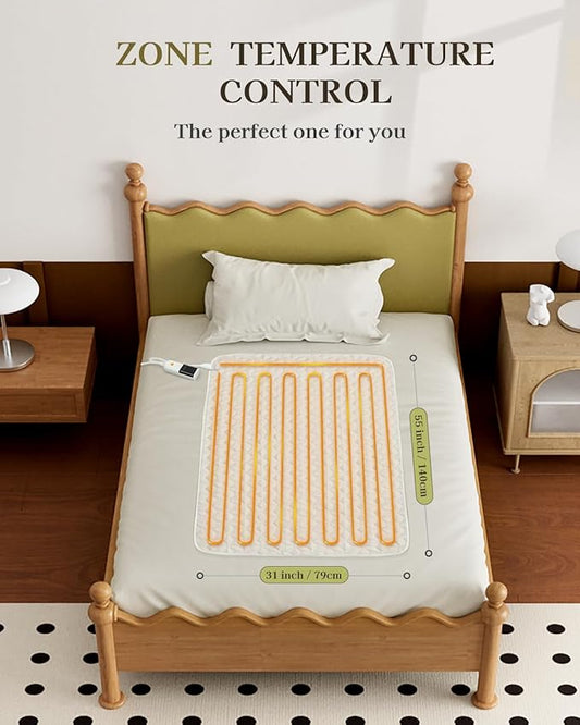 GOTCOZY Heated Mattress Pad Mini Twin Size 31"x55" - Electric Mattress Pad with 9 Heat Settings & 10 Hour Auto Off Machine Washable(White)