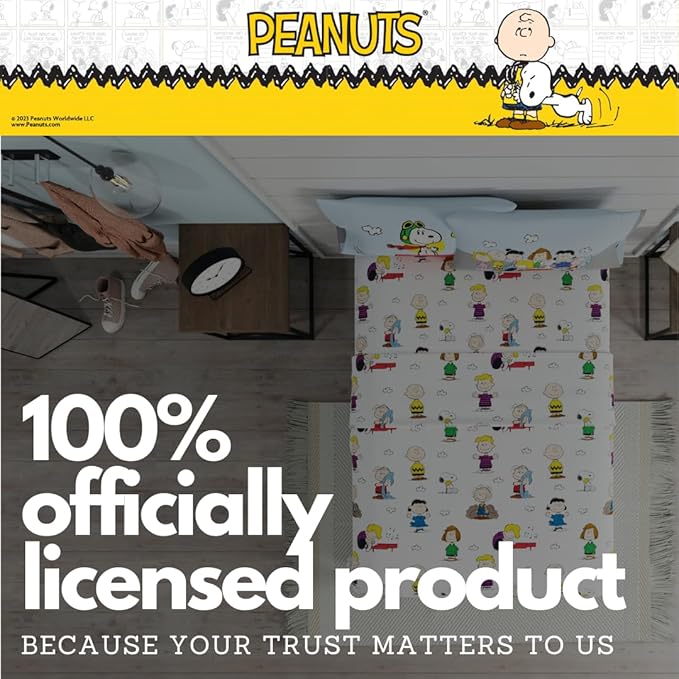 Collectibles Peanuts Snoopy Bedding Super Soft Cozy Microfiber 4 Piece Queen Sheet Set, (Officially Licensed Product) By Franco