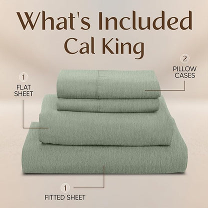 Utopia Bedding California King Size Sheet Set – 4 Piece Bed Sheets, Soft and Breathable Microfiber, Includes 1 Fitted Sheet, 1 Flat Sheet and 2 Pillowcases – Oeko Tex (Heather Sage)