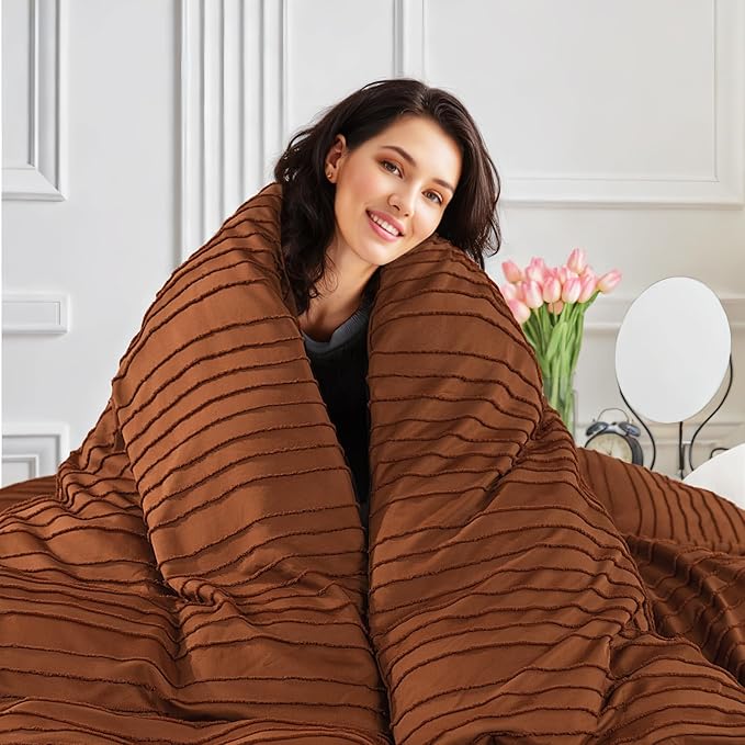 NEXHOME PRO Duvet Cover Full,Brunt Orange 3 Pieces Boho Tufted Duvet Cover Set, Soft and Lightweight 100% Washed Microfiber Comforter Cover Set for All Season(Brunt Orange Full, 80 x 90)-No Comforter
