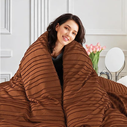 NEXHOME PRO Duvet Cover Queen,Brunt Orange 3 Pieces Boho Tufted Duvet Cover Set, Soft and Lightweight 100% Washed Microfiber Comforter Cover Set for All Season(Brunt Orange, 90 x 90)-No Comforter