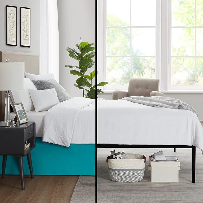 Nestl Teal Twin XL Bed Skirt - Twin XL Size Bed Skirt 14 Inch Drop - Brushed Microfiber Bed Skirts - Hotel Quality Pleated Bed Skirt - Shrinkage & Fade Resistant