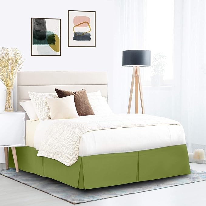 Nestl Calla Green Twin Bed Skirt - Twin Size Bed Skirt 14 Inch Drop - Brushed Microfiber Bed Skirts - Hotel Quality Pleated Bed Skirt - Shrinkage & Fade Resistant