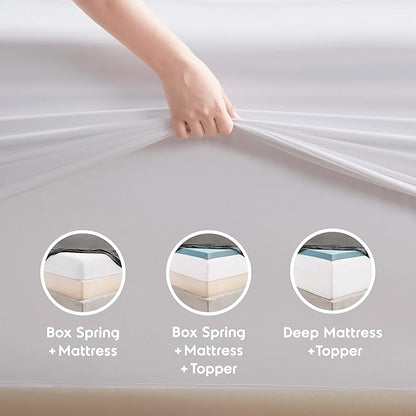 Nestl Split King Sheet Set - 1800 Ultra-Soft Microfiber Bed Sheets - Double Brushed - Deep Pockets - Easy Fit - 5 Piece Set - Bed Sheets & Pillowcases (Split King Size, White)