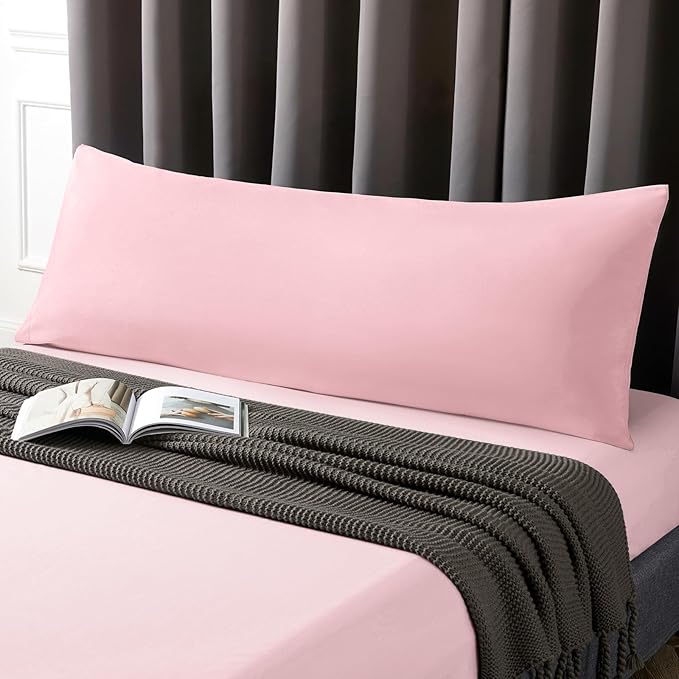 MILVOWOC 2Pcs Brushed Microfiber Body Pillowcases - 20 x 60 Inch, Dusty Pink Pillow Case Set Non Slip Envelope Pillow Cover with Moisture Absorption and Anti-Wrinkle