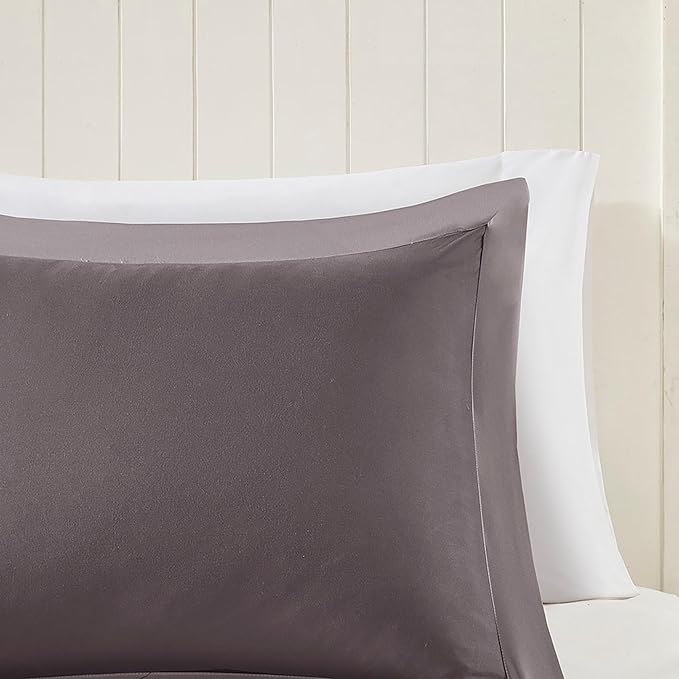 Madison Park Comforter Set, Reversible Down Alternative All Season Microfiber Bedding, 3M Scotchgard Stain Release, King Dorm Comforter, Charcoal/Grey