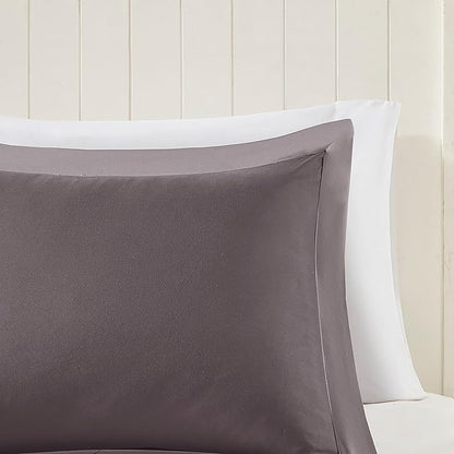 Madison Park - MPE10-614 Essentials Larkspur Comforter Set, Twin/Twin XL, Charcoal/Grey