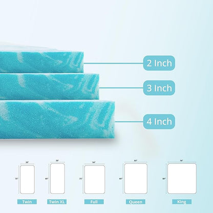 CH Charme House Mattress Topper 3 Inch Queen Size, Gel Infused Memory Foam Bed Topper for Back Pain Relief, Cooling Mattress Pad, CertiPUR-US Certified, 80×60"