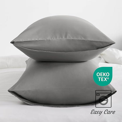 NTBAY King Pillow Cases Set of 2, 2 Pack Brushed Microfiber 20x40 Pillow Cases, Soft, Wrinkle, Fade, Stain Resistant Smoke Grey Pillow Cases with Envelope Closure, 20x40 Inches, Smoke Grey