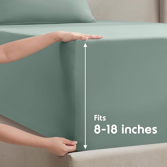 Nestl King Sheet Set - Luxury 1800 Ultra-Soft Microfiber King Bed Sheets - Double Brushed - Deep Pockets - Easy Fit - 4 Piece Set - Bedding Sheets & Pillowcases (King, Sage Green)