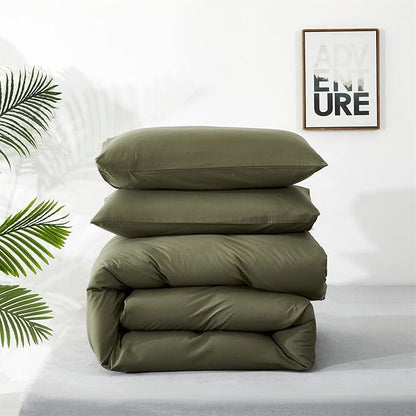 Cottonight Green Comforter Set King Olive Green Bedding Set Blanket Quilts Modern Soft Breathable 3 Piece Olive Green Comforter Set for Women Men King Bed