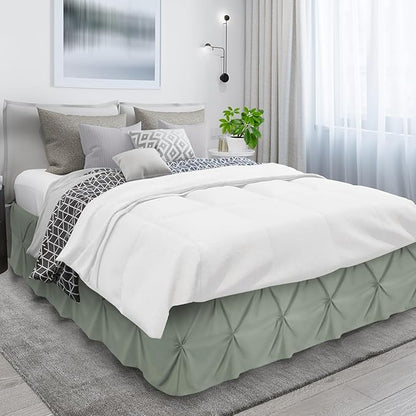 Nestl Sage Green Bed Skirt King Size, Pinch Pleat King Bed Skirt, 14" Inch Drop King Bedskirt, Hotel Quality Sage Green Bed Skirts, Premium Microfiber Bedskirt for King Bed, Sage Green King Bed Skirt