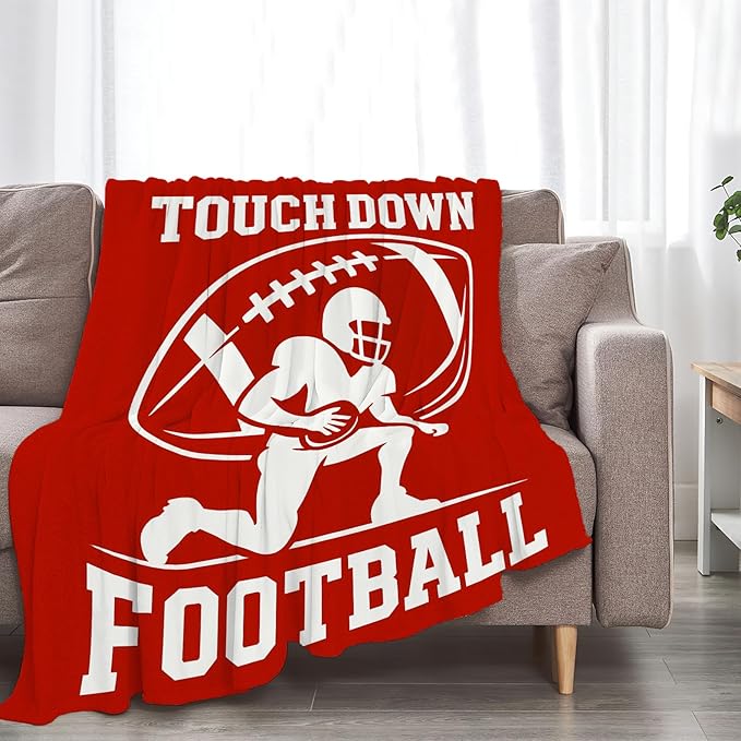 American Football Blanket Super Soft Warm Fluffy Fleece Flannel Ball Sports Throw Blanket Cozy Fuzzy Plush Stuff Bedding Blankets Gifts for Teens Boys Kids Women Girls Adults 50"X40"