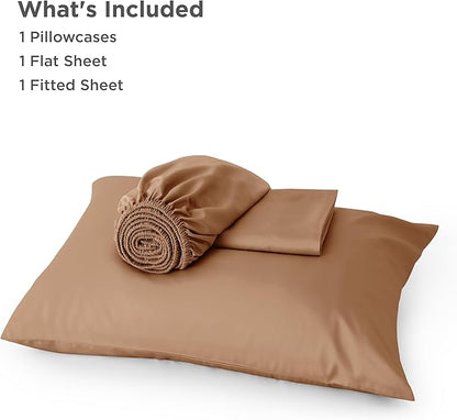 Bedsure Cooling Sheets Twin XL, Rayon Derived from Bamboo, PureWoven, Breathable & Soft Twin XL Sheet Sets, Deep Pocket Up to 16 Inches, Hotel Luxury Silky Dorm Bedding for Hot Sleepers, Khaki