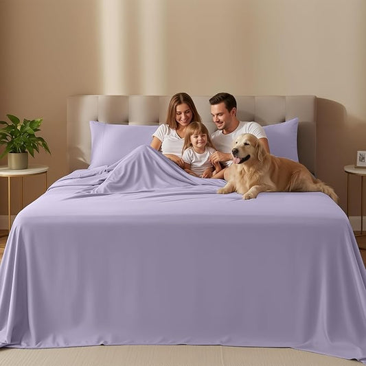 Utopia Bedding Queen Size Sheet Set – 4 Piece Bed Sheets, Soft and Breathable Microfiber, Includes 1 Fitted Sheet, 1 Flat Sheet and 2 Pillowcases – Oeko Tex (Lavender)