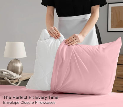 RUVANTI 100% Cotton Sheets – Twin Size Percale Bedding, Cooling & Breathable, Durable with a Crisp, Soft & Comfortable Feel, 16" Deep Pocket, 3-Piece Set, Bridal Rose
