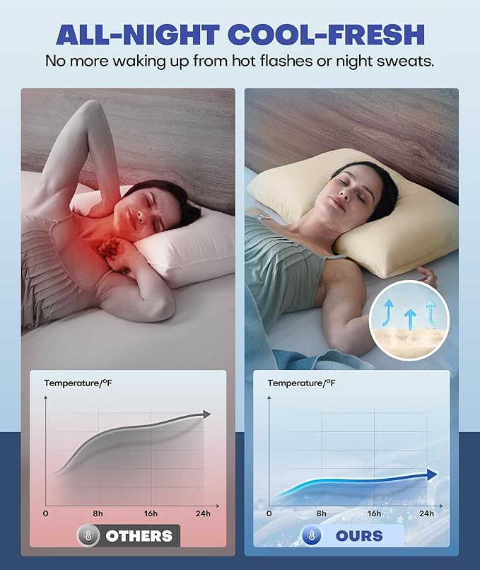 Ice Cooling Pillowcase for Hot Sleepers, Instantly Cool, Stays Cold All Night, Softer Than Silk Pillow Cases, Pillow Covers with Invisible Zipper, Gift for Men & Women - Queen Size, Beige (1 Pack)