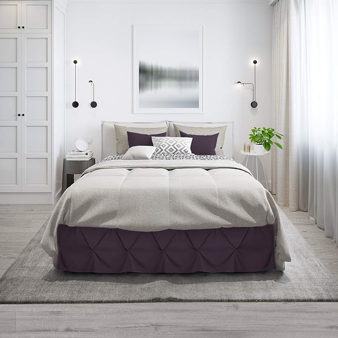 Nestl Purple Bed Skirt - King Size, Pinch Pleat, 14" Drop, Hotel Quality, Premium Microfiber