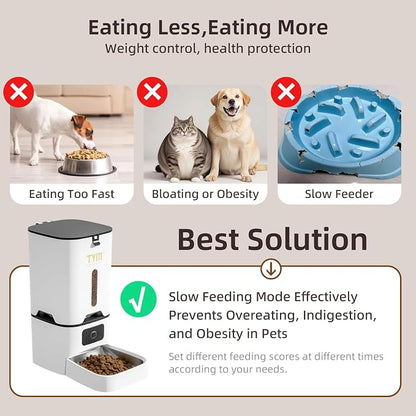 7L Automatic Cat Feeder, WiFi Timed Food Dispenser for Cats Small Pets | Large Capacity | Programmable | 2–4 Weeks Food Storage | Weight / Diet Control | Stainless Steel Bowl | Dual Power Supply